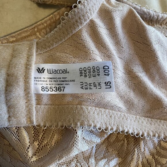 WACOAL 855367 Jacquard Underwire Full Coverage Smooth Bra Tan Size 40D - Picture 5 of 5
